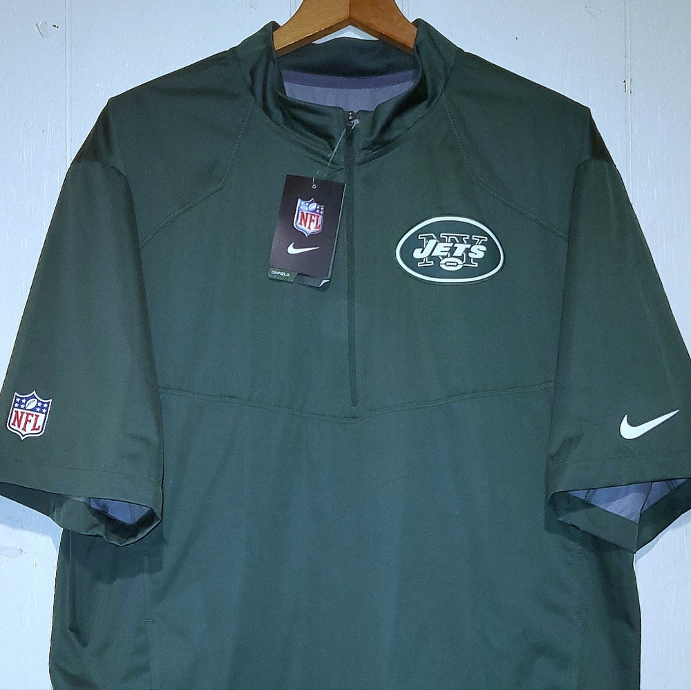 NFL NY Jets 1/2 Zip Short Sleeve Wind Jacket Mens Large NWT Green